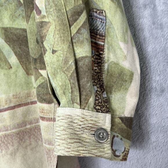 Chicos Womens Sz M Blouse Shirt Oriental Asian Women Geisha All Over Print Uniq - Picture 6 of 12